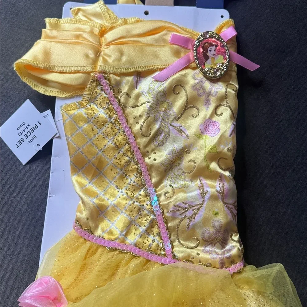 Kids Disney Princess Belle Halloween Costume Size XS 4/5 NEW - Picture 7 of 9